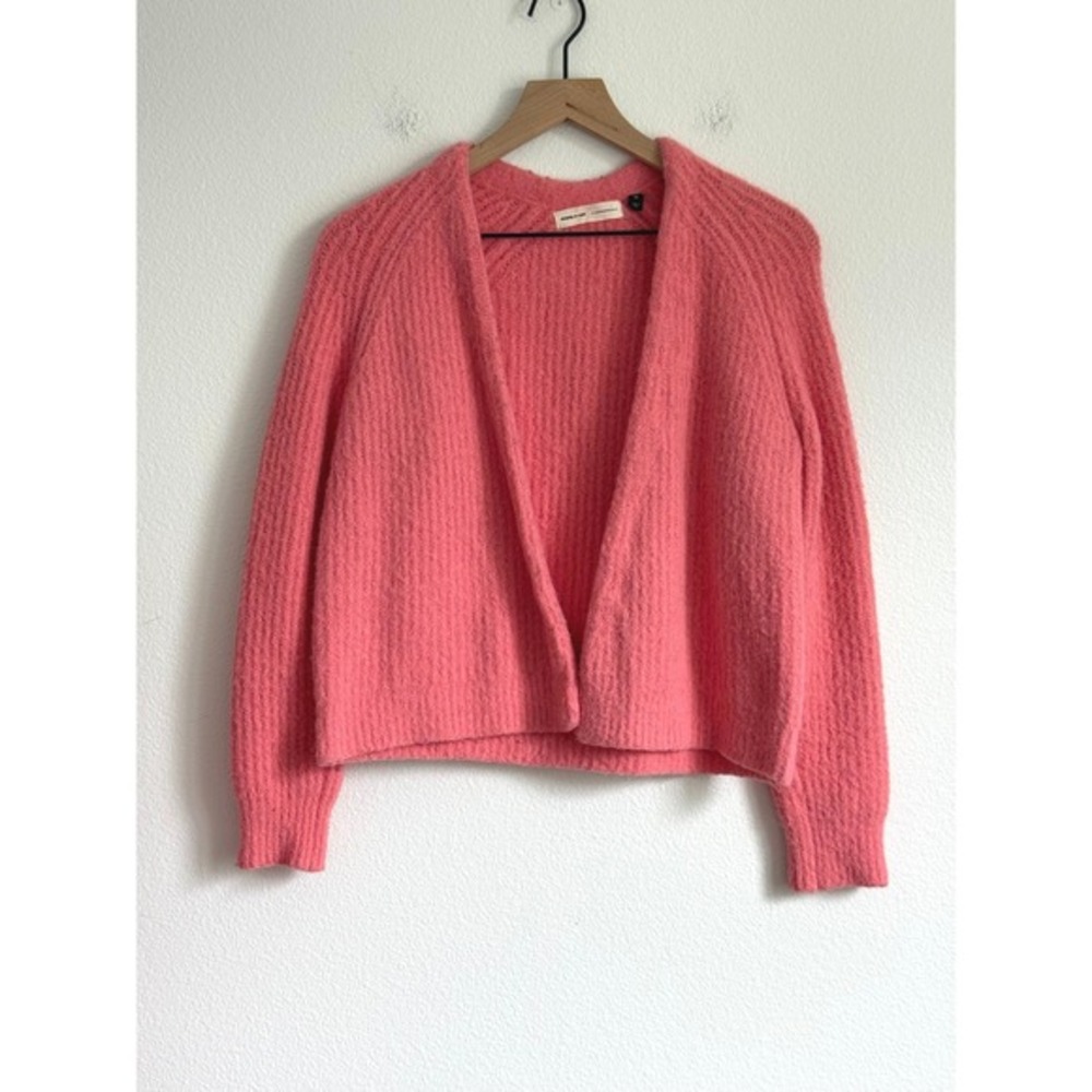 Sleeping on Snow Anthropologie‎ Cardigan Pink Fuzzy Wool Alpaca Open Front Knit